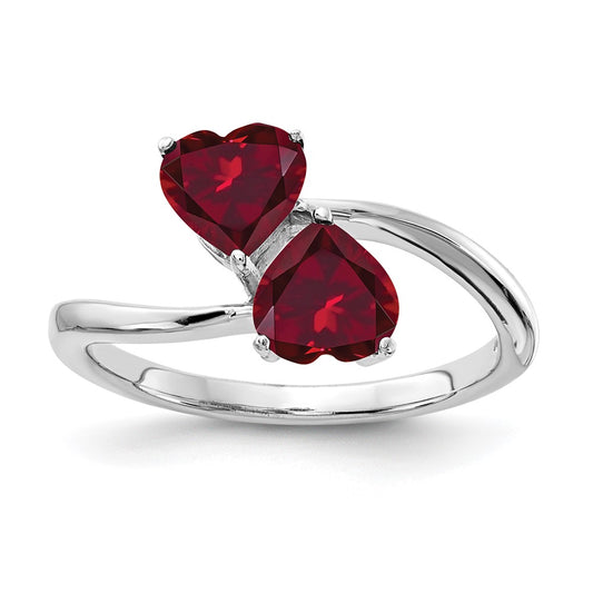 14k White Gold 5mm Heart Created Ruby ring