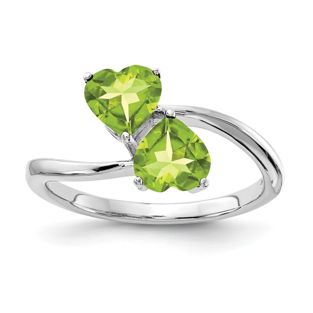 14k White Gold 5mm Heart Peridot ring