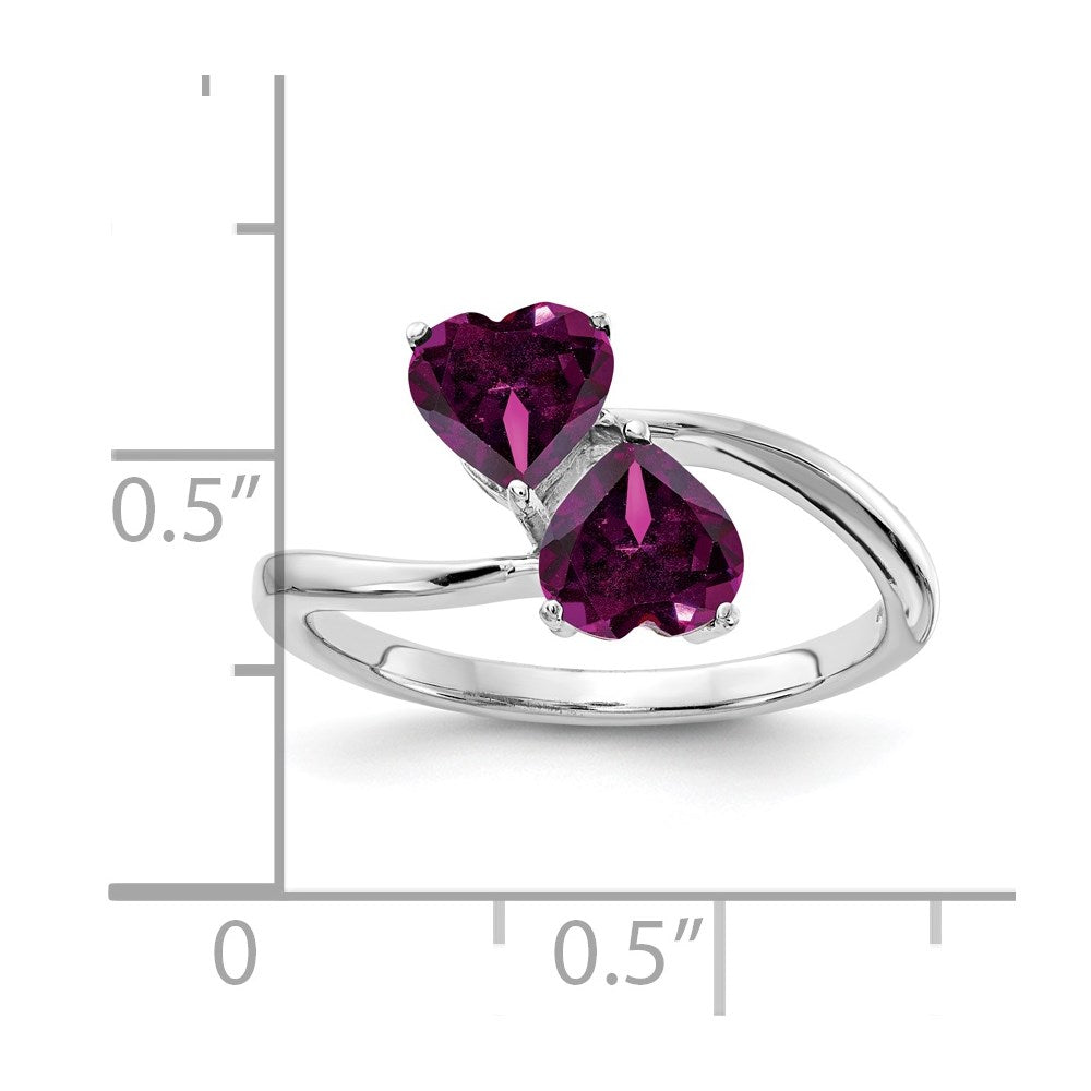 14k White Gold 5mm Heart Rhodolite Garnet ring