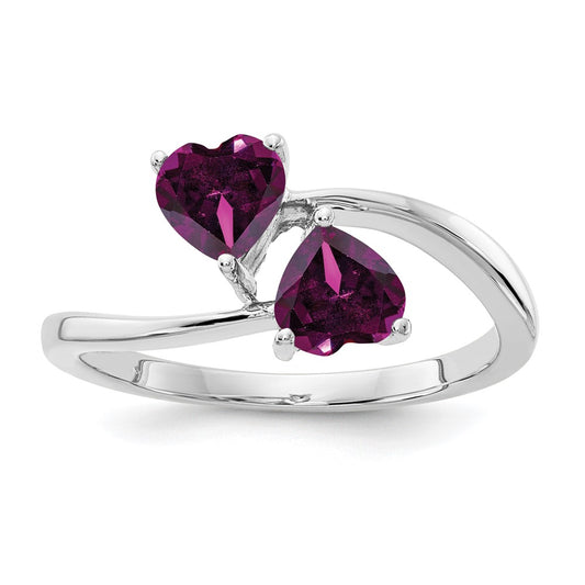 14k White Gold 5mm Heart Rhodolite Garnet ring