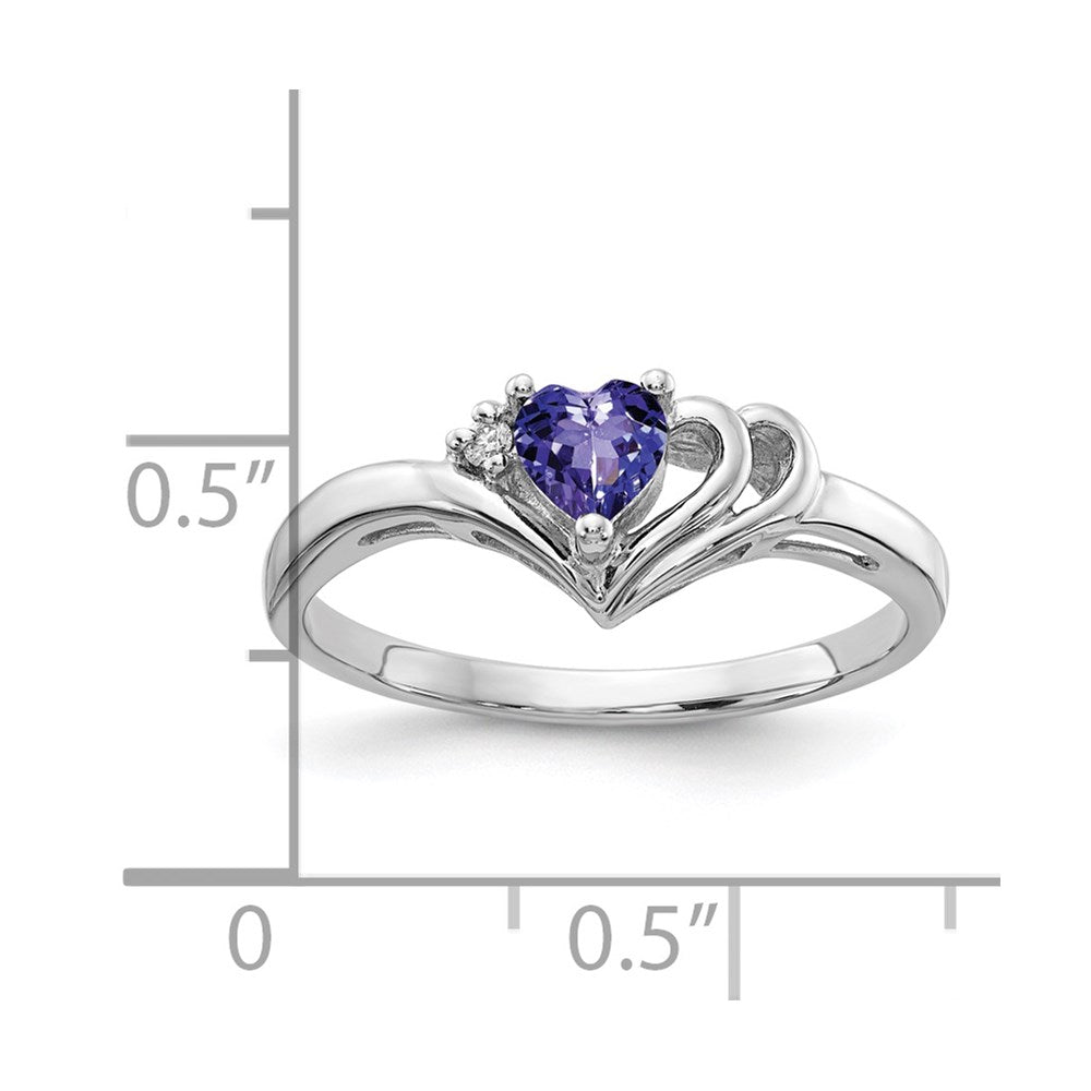 14k White Gold 4mm Heart Tanzanite AAA Diamond ring