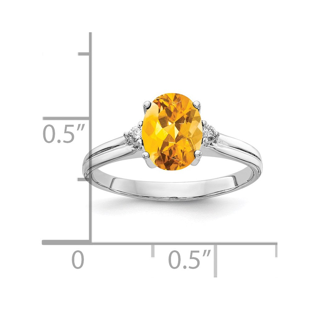 14k White Gold 8x6mm Oval Citrine AAA Diamond ring