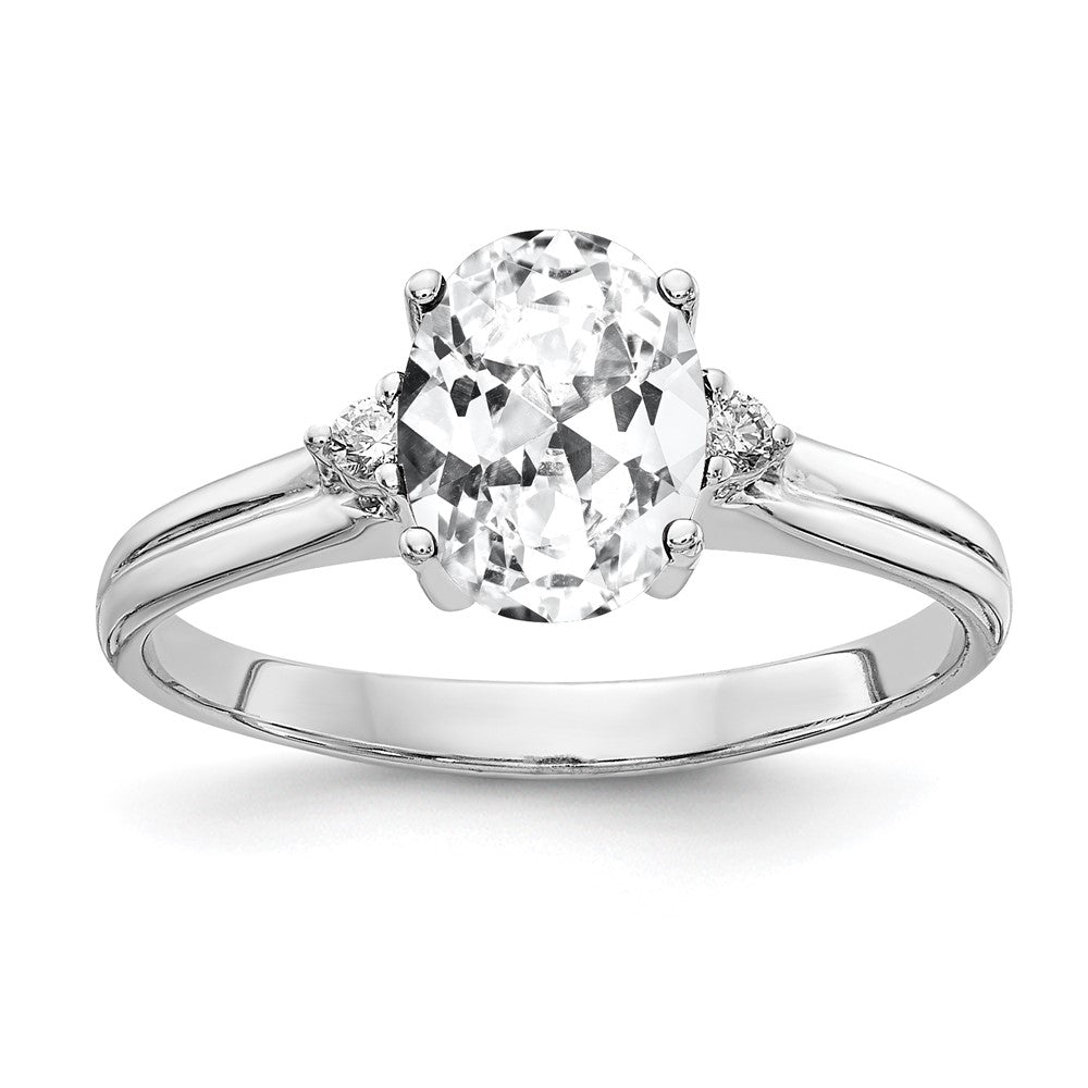 14k White Gold 8x6mm Oval Cubic Zirconia VS Diamond Ring