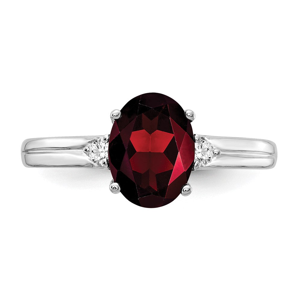 14k White Gold 8x6mm Oval Garnet AA Diamond ring