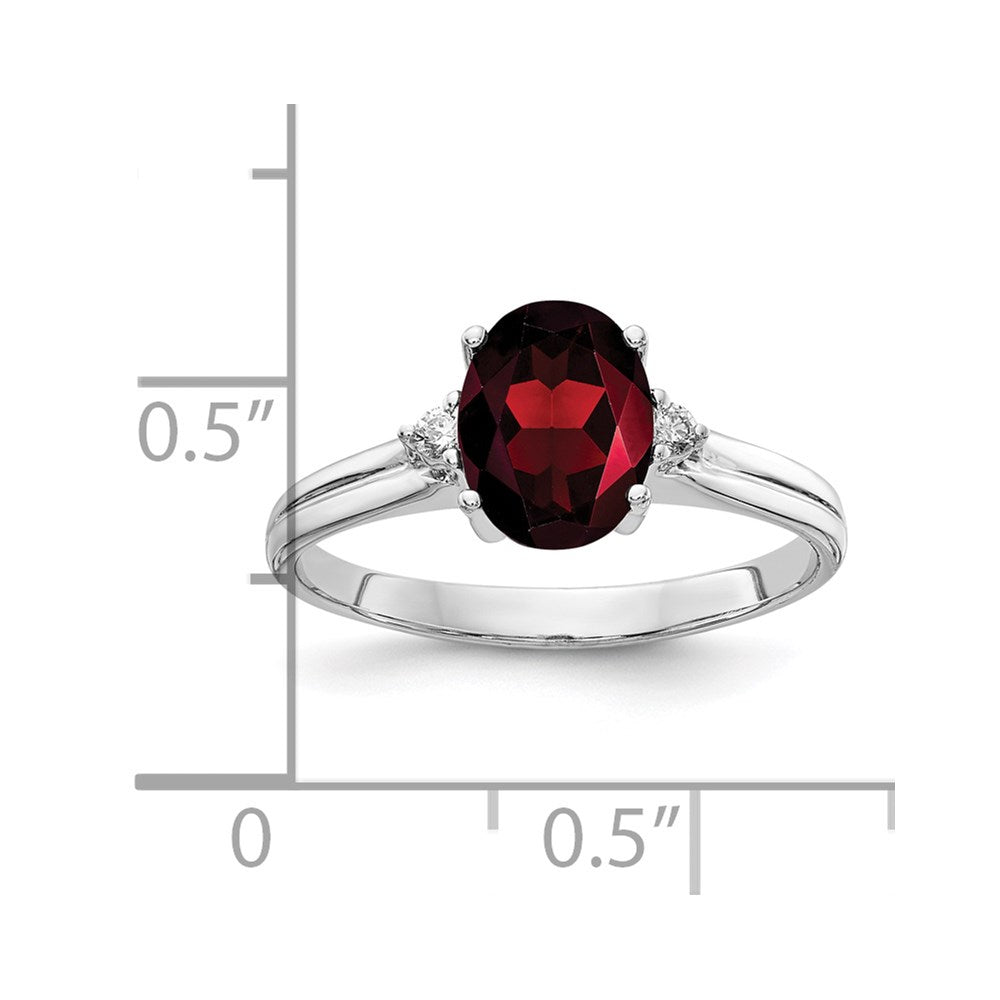 14k White Gold 8x6mm Oval Garnet AA Diamond ring