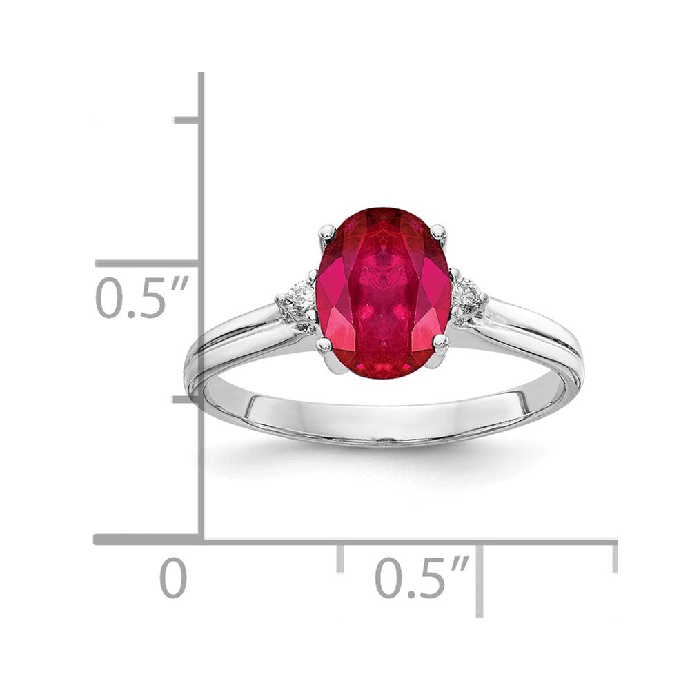 14k White Gold 8x6mm Oval Ruby A Real Diamond ring