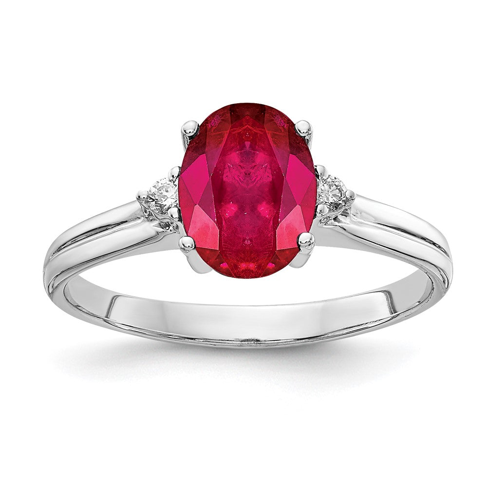 14k White Gold 8x6mm Oval Ruby A Real Diamond ring