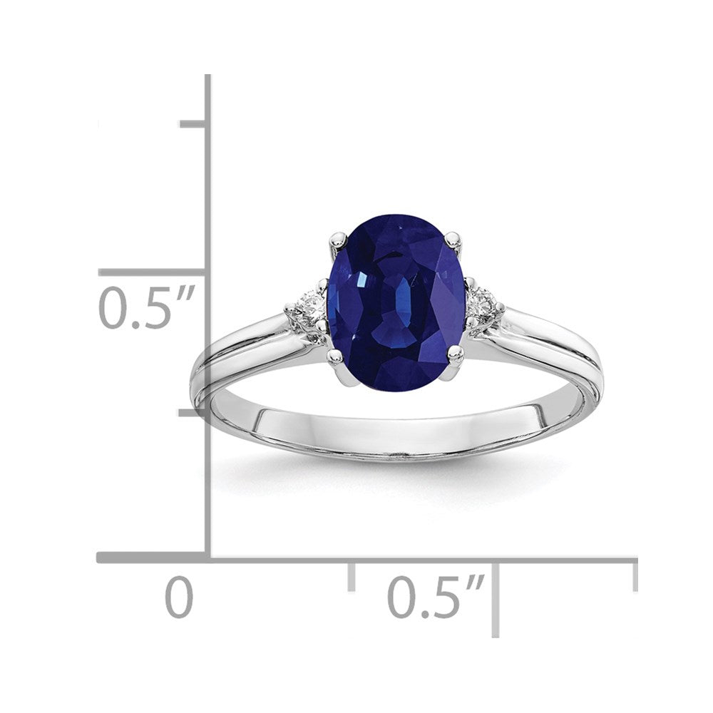 14k White Gold 8x6mm Oval Sapphire A Real Diamond ring