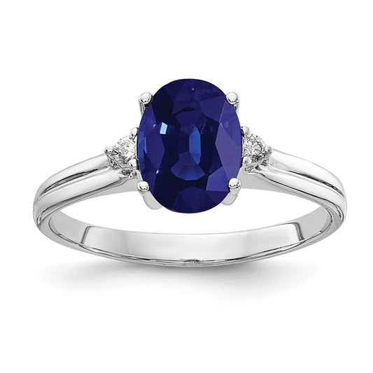 14k White Gold 8x6mm Oval Sapphire A Real Diamond ring