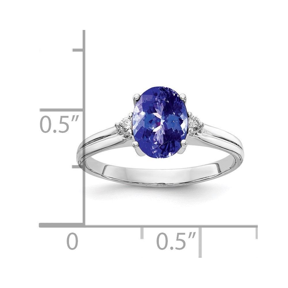 14k White Gold 8x6mm Oval Tanzanite AAA Diamond ring