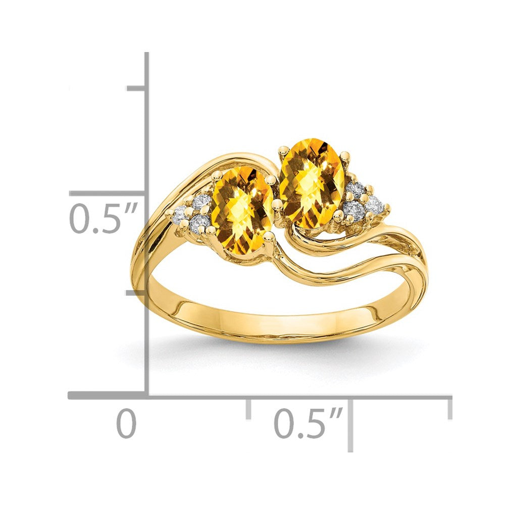 14k Yellow Gold 6x4mm Oval Citrine Checker AAA Diamond ring