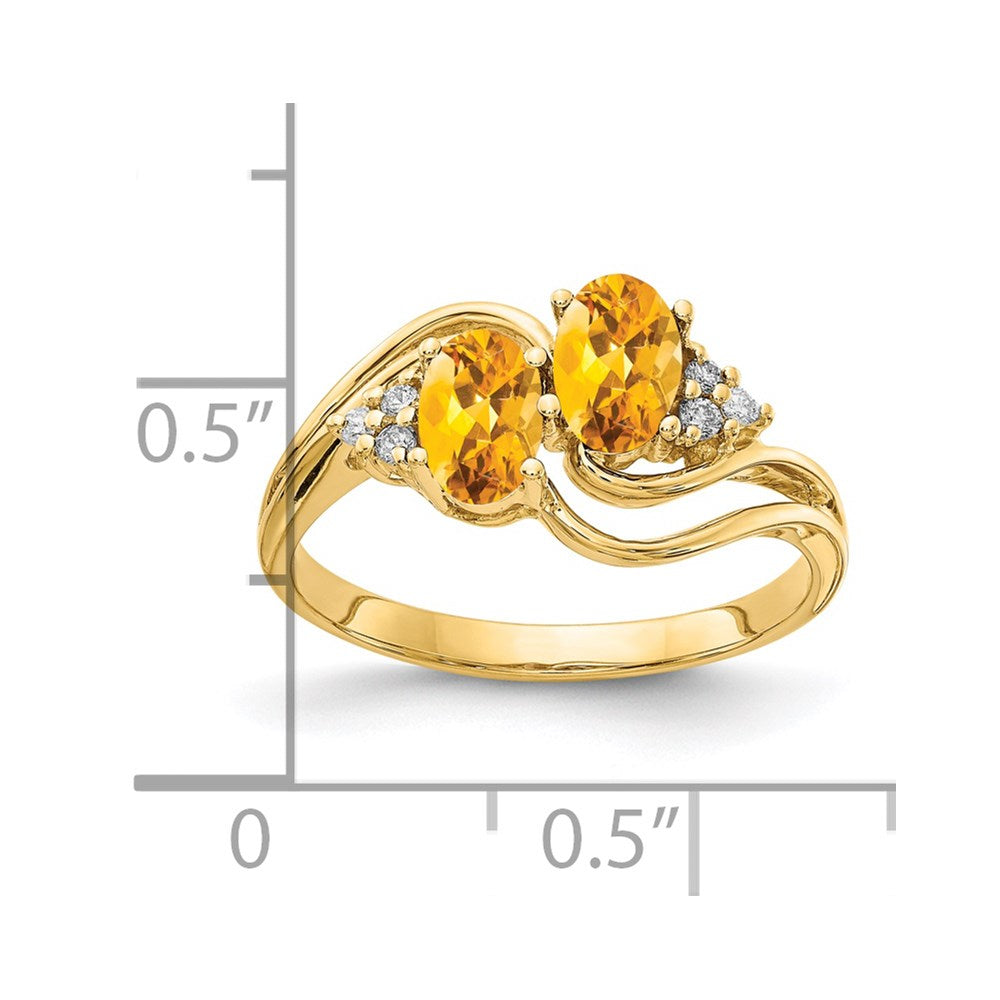 14k Yellow Gold 6x4mm Oval Citrine AAA Diamond ring