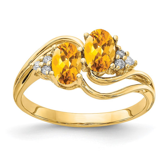 14K Yellow Gold 6x4mm Oval Citrine A Real Diamond ring