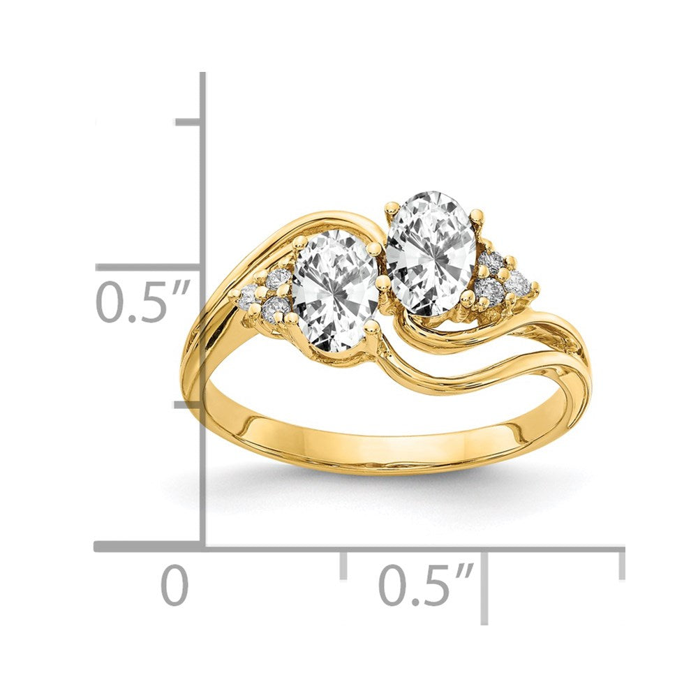 14k Yellow Gold 6x4mm Oval Cubic Zirconia VS Diamond ring