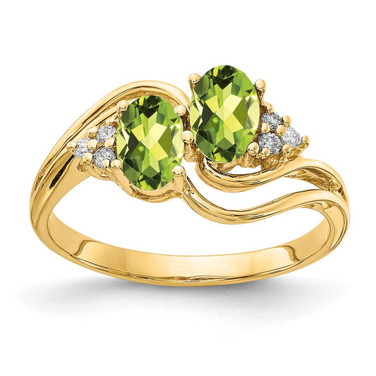 14K Yellow Gold 6x4mm Oval Peridot A Real Diamond ring