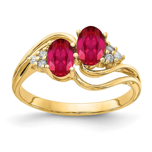 14K Yellow Gold 6x4mm Oval Ruby A Real Diamond ring