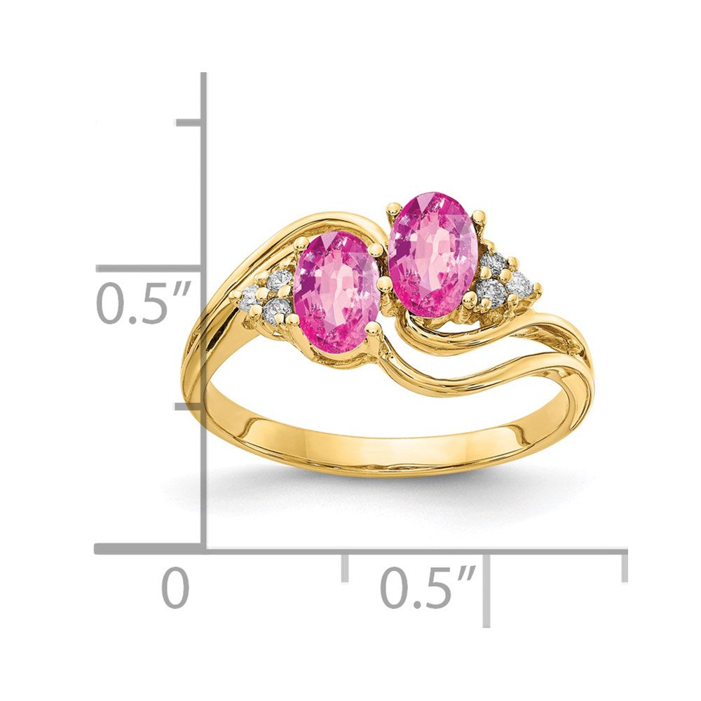 14K Yellow Gold 6x4mm Oval Pink Sapphire A Real Diamond ring