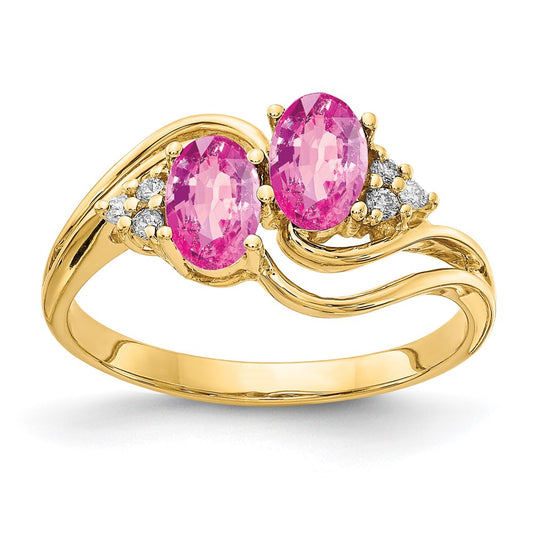 14K Yellow Gold 6x4mm Oval Pink Sapphire A Real Diamond ring