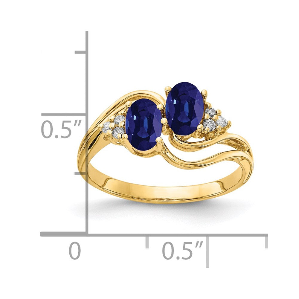 14K Yellow Gold 6x4mm Oval Sapphire A Real Diamond ring