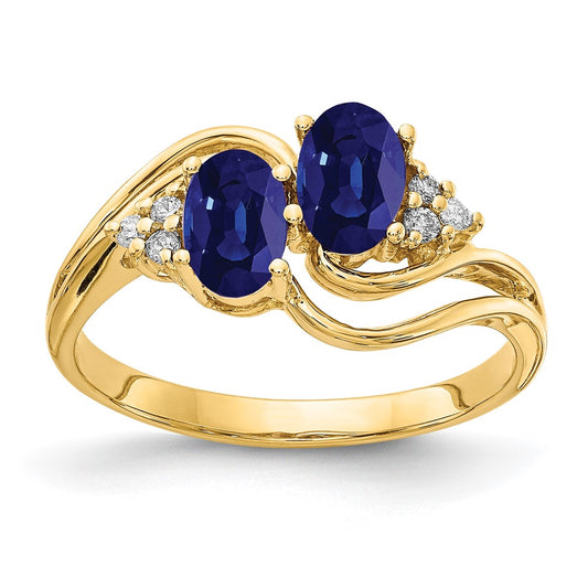 14K Yellow Gold 6x4mm Oval Sapphire A Real Diamond ring