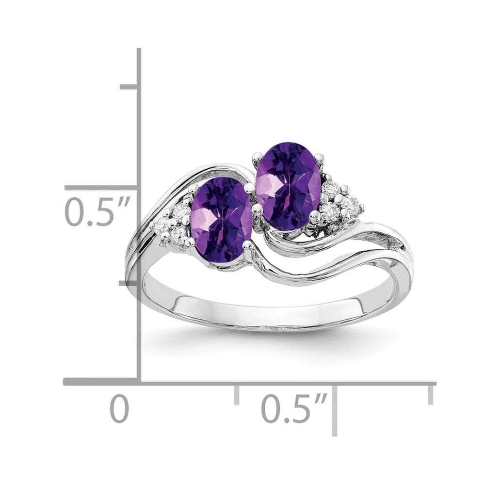 14k White Gold 6x4mm Oval Amethyst VS Diamond ring