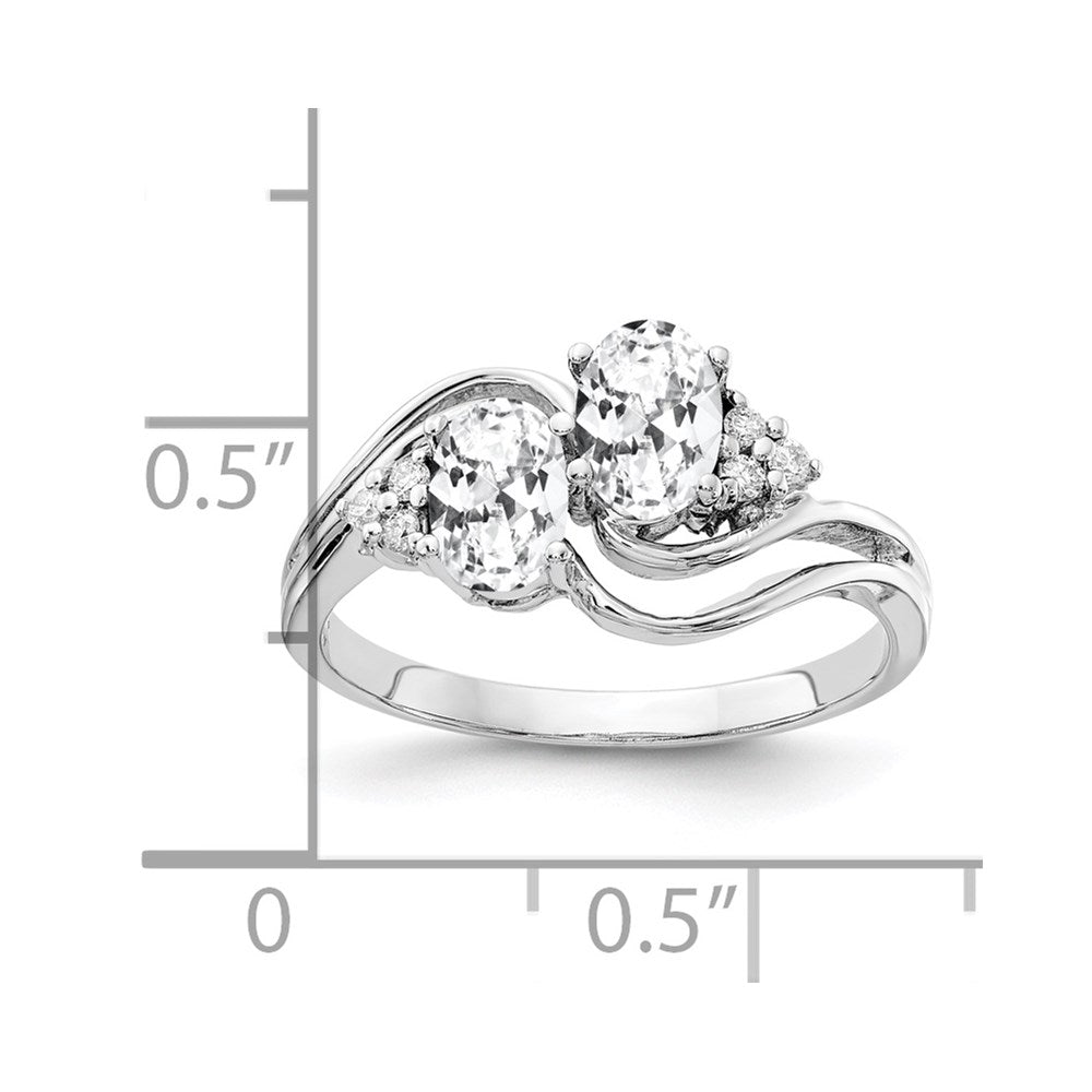 14k White Gold 6x4mm Oval Cubic Zirconia AA Diamond ring