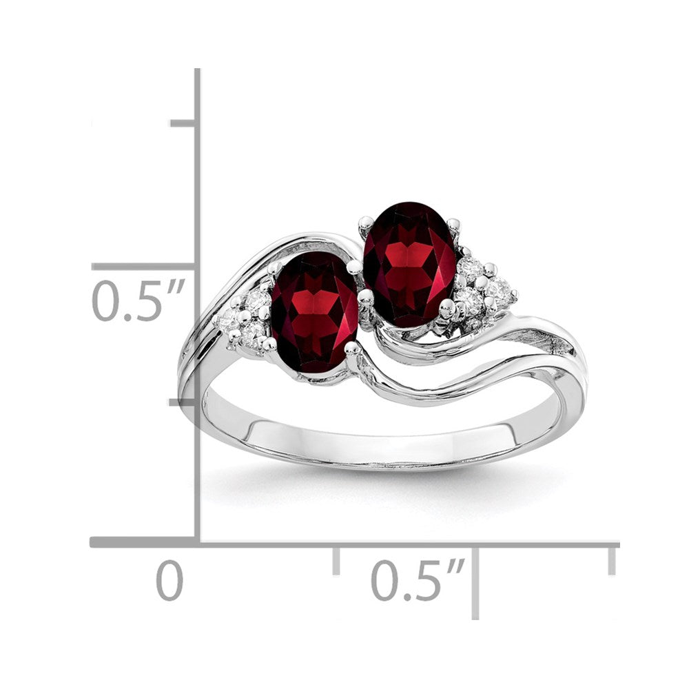 14k White Gold 6x4mm Oval Garnet AA Diamond ring