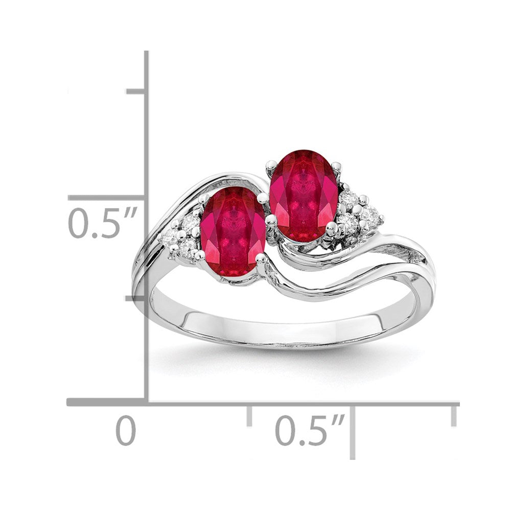 14k White Gold 6x4mm Oval Ruby A Real Diamond ring