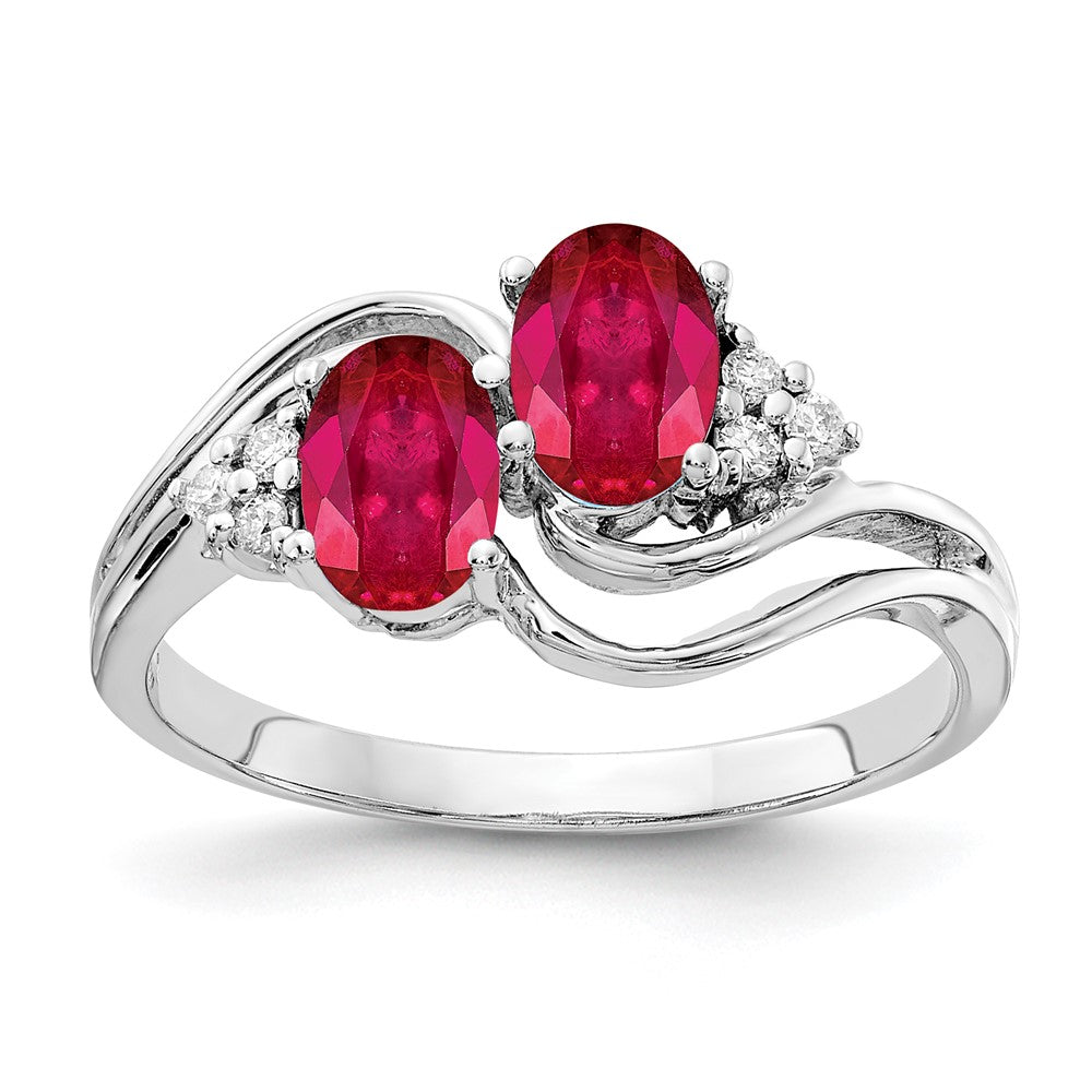 14k White Gold 6x4mm Oval Ruby A Real Diamond ring