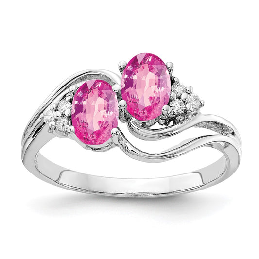 14k White Gold 6x4mm Oval Pink Sapphire A Real Diamond ring