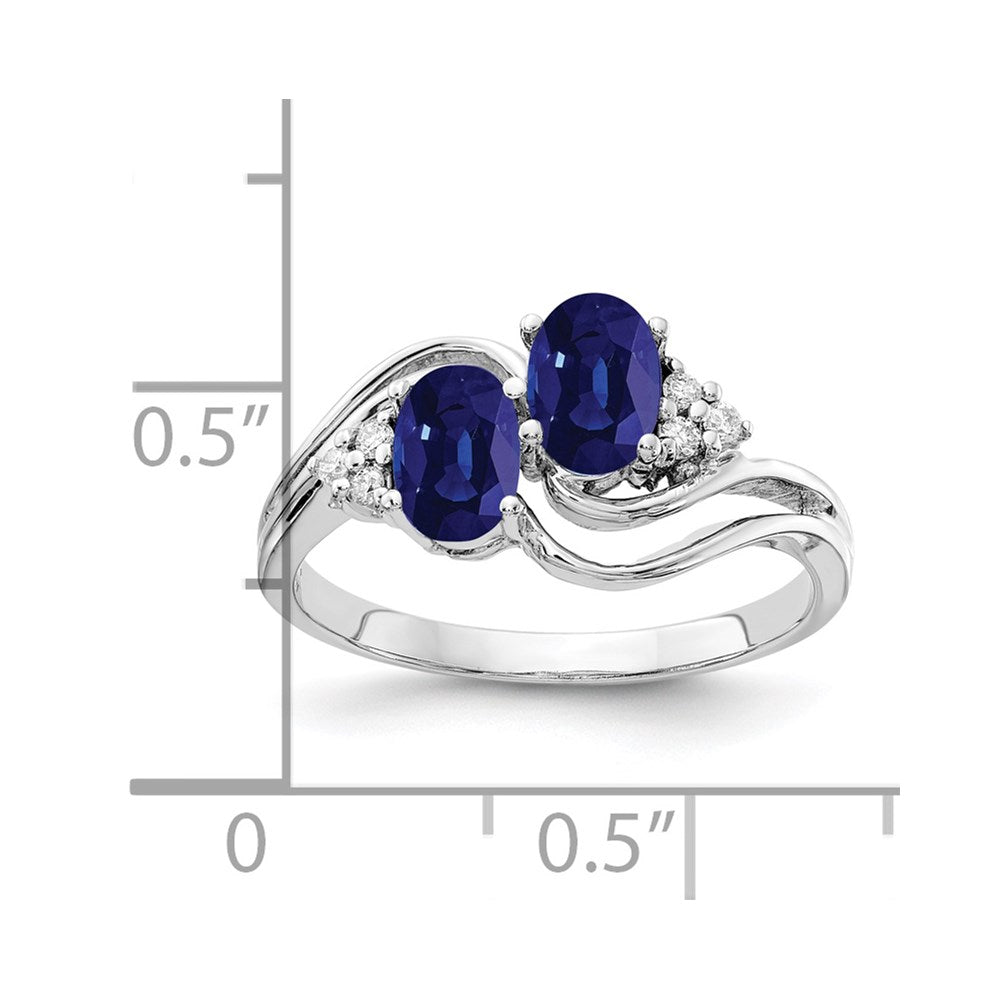 14k White Gold 6x4mm Oval Sapphire A Real Diamond ring