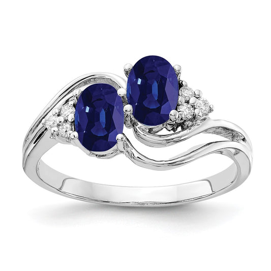 14k White Gold 6x4mm Oval Sapphire A Real Diamond ring