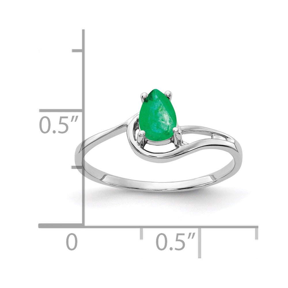 14k White Gold 6x4mm Pear Emerald ring