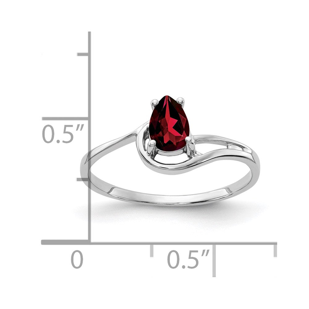 14k White Gold 6x4mm Pear Garnet ring