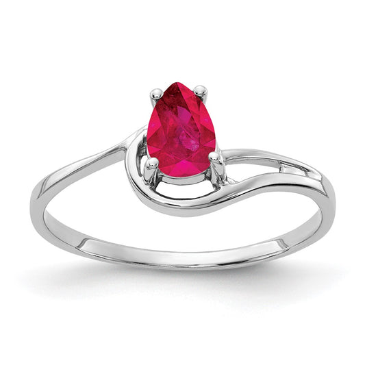 14k White Gold 6x4mm Pear Ruby ring