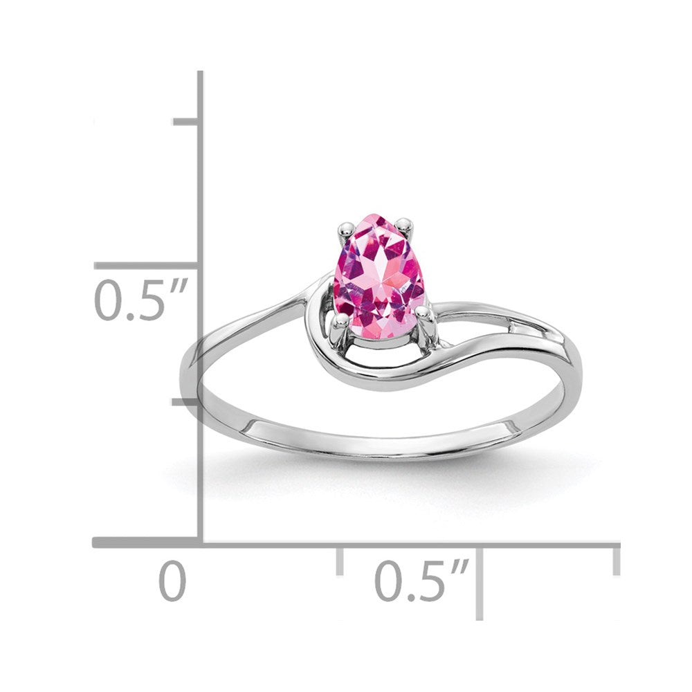 14k White Gold 6x4mm Pear Pink Sapphire Ring