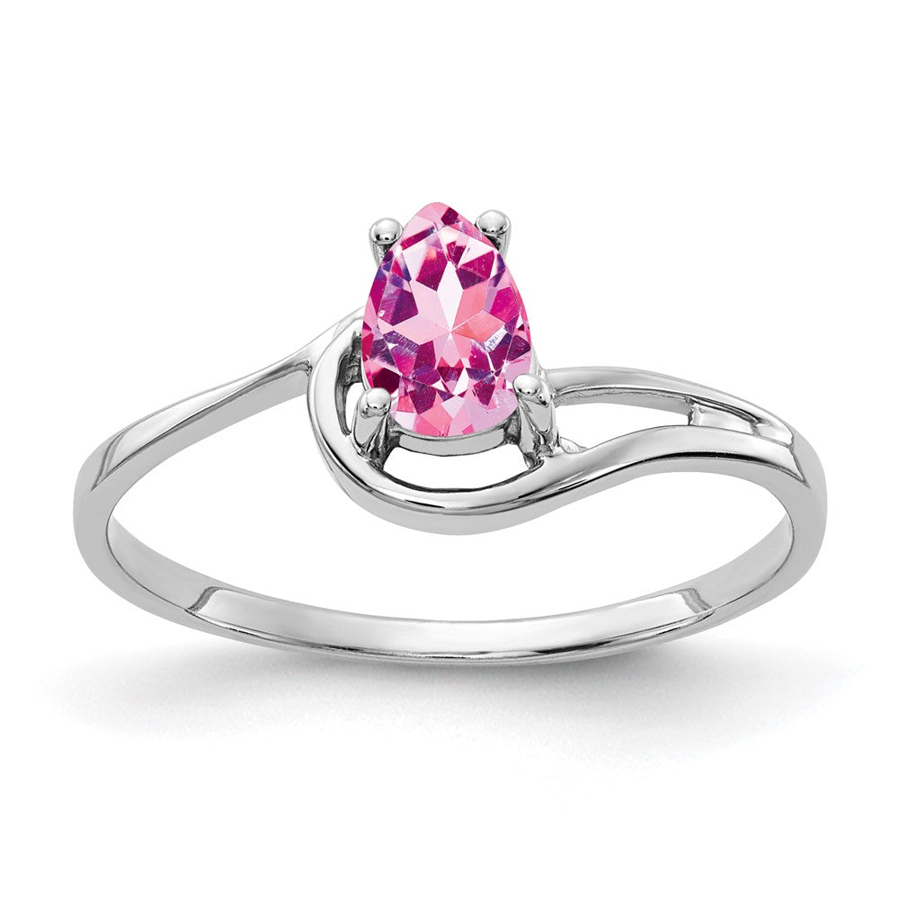 14k White Gold 6x4mm Pear Pink Sapphire Ring