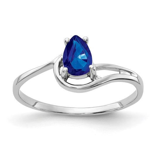 14k White Gold 6x4mm Pear Sapphire ring