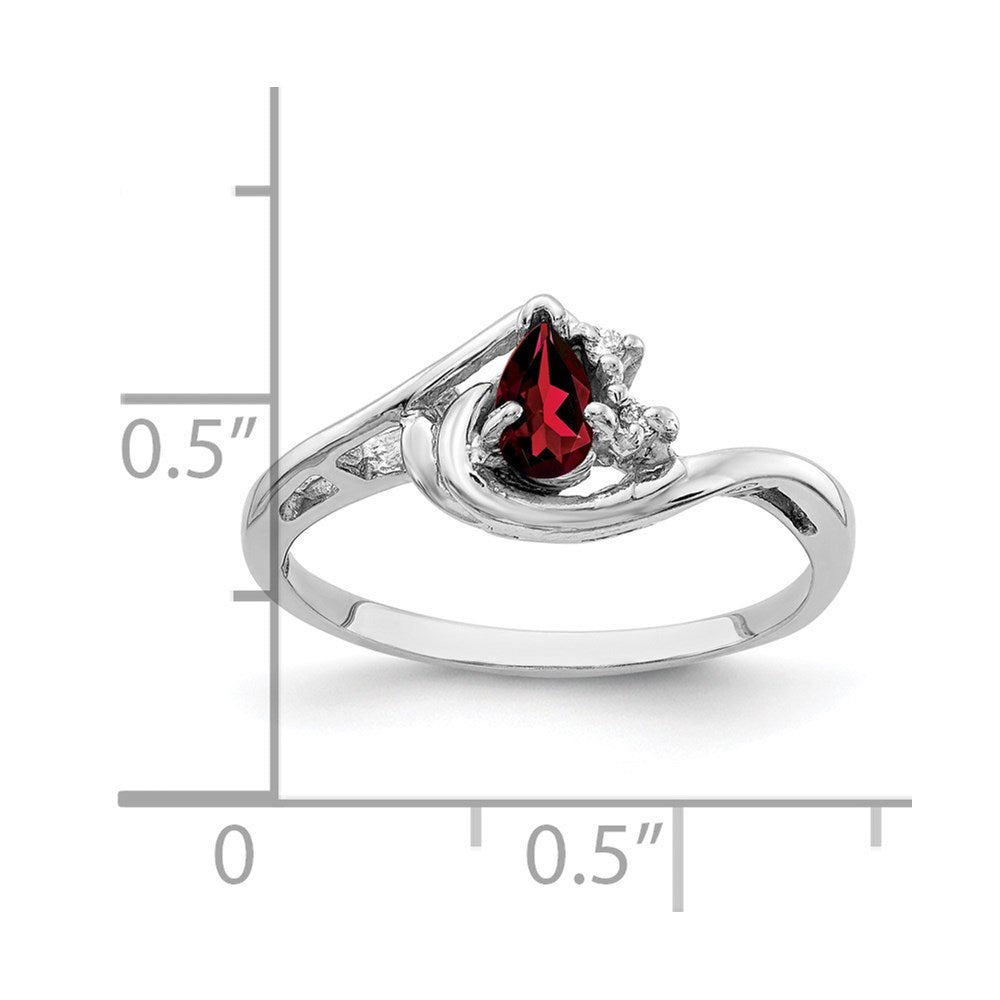 14k White Gold 5x3mm Pear Garnet AA Diamond ring