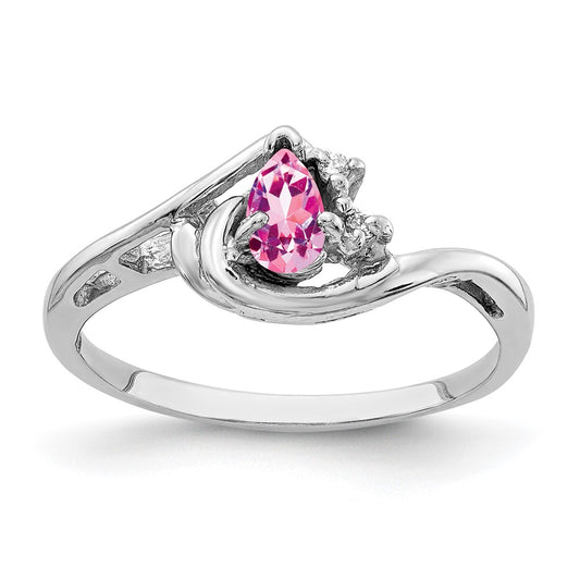 14k White Gold 5x3mm Pear Pink Sapphire A Real Diamond ring