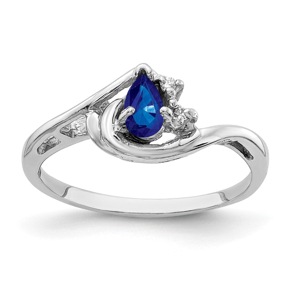 14k White Gold 5x3mm Pear Sapphire AAA Diamond ring