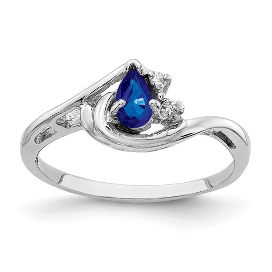 14k White Gold 5x3mm Pear Sapphire AA Diamond ring