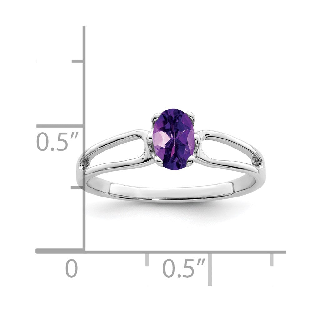 14k White Gold 6x4mm Oval Amethyst ring