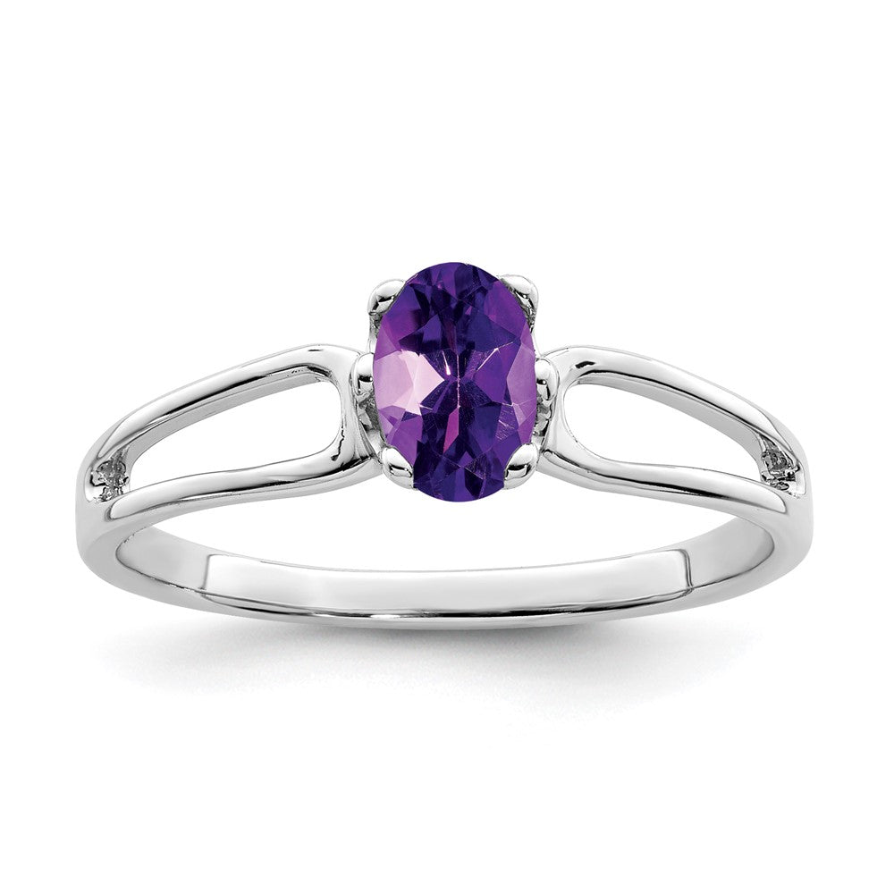 14k White Gold 6x4mm Oval Amethyst ring