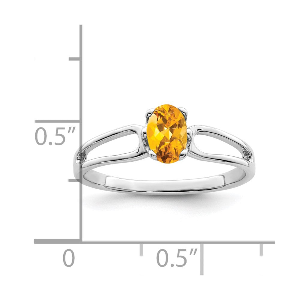 14k White Gold 6x4mm Oval Citrine ring