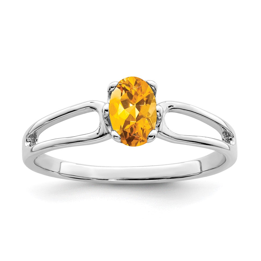 14k White Gold 6x4mm Oval Citrine ring