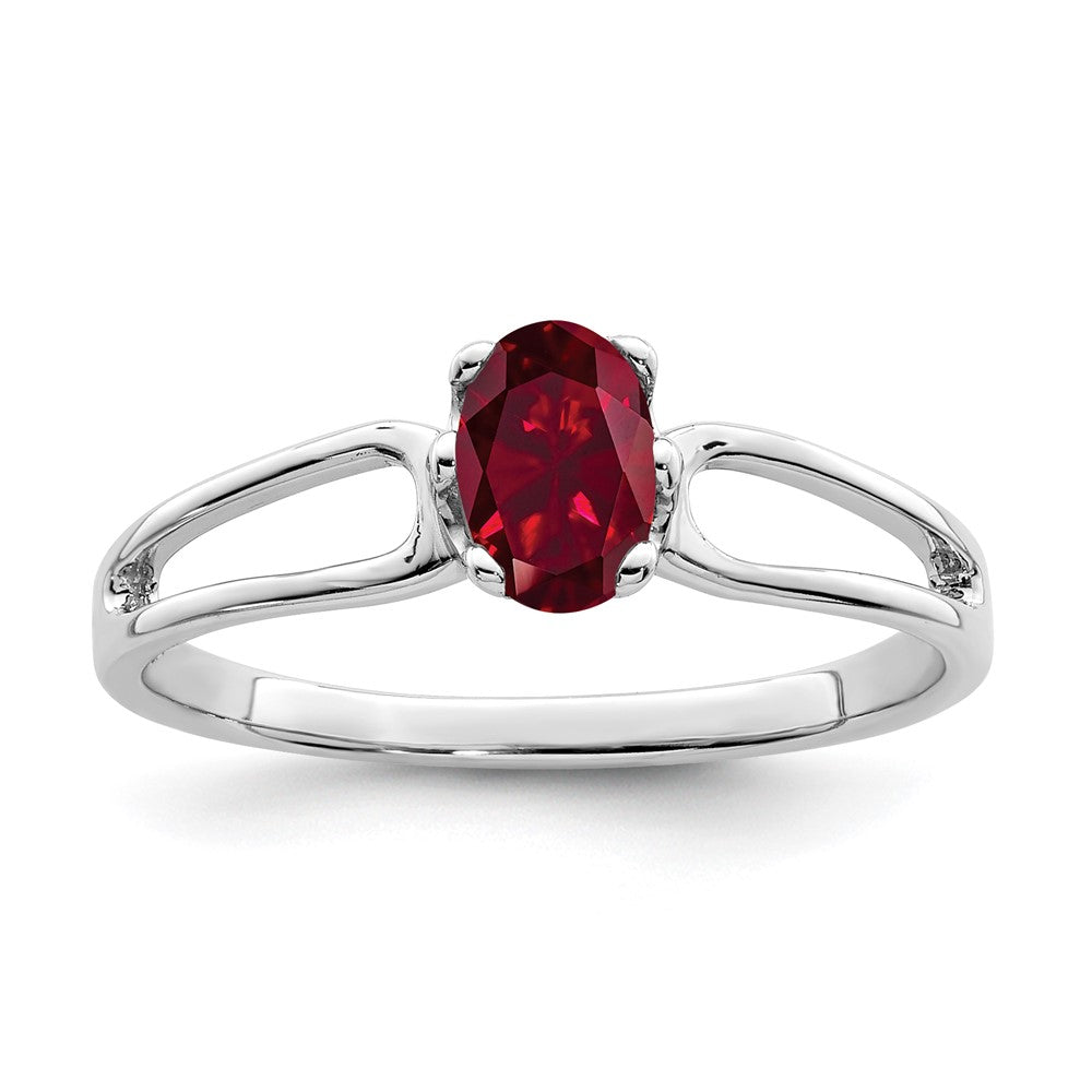 14k White Gold 6x4mm Oval Created Ruby ring