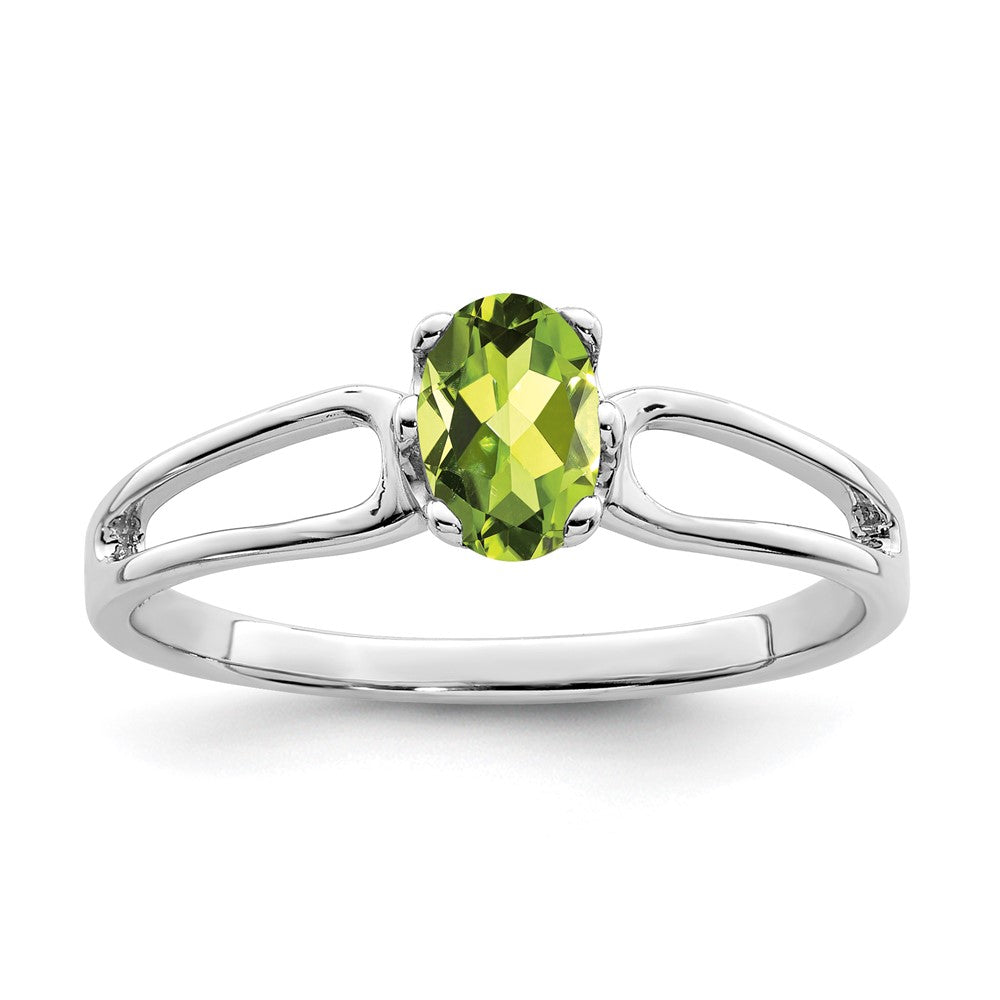 14k White Gold 6x4mm Oval Peridot ring