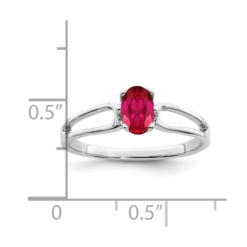 14k White Gold 6x4mm Oval Ruby ring