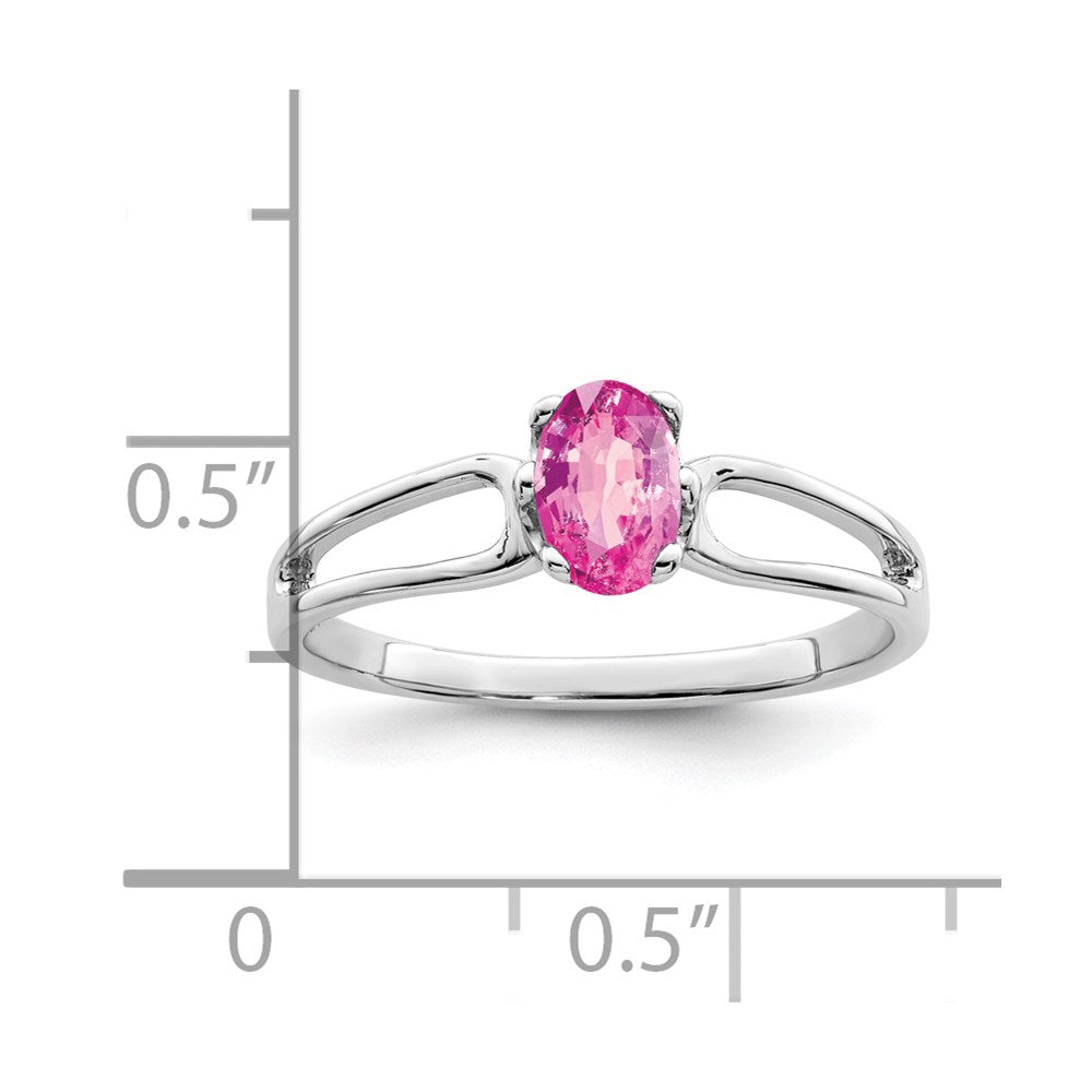 14k White Gold 6x4mm Oval Pink Sapphire ring